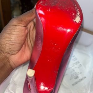 Soft leather Hot Pink red bottoms, only been worn twice, very comfortable.